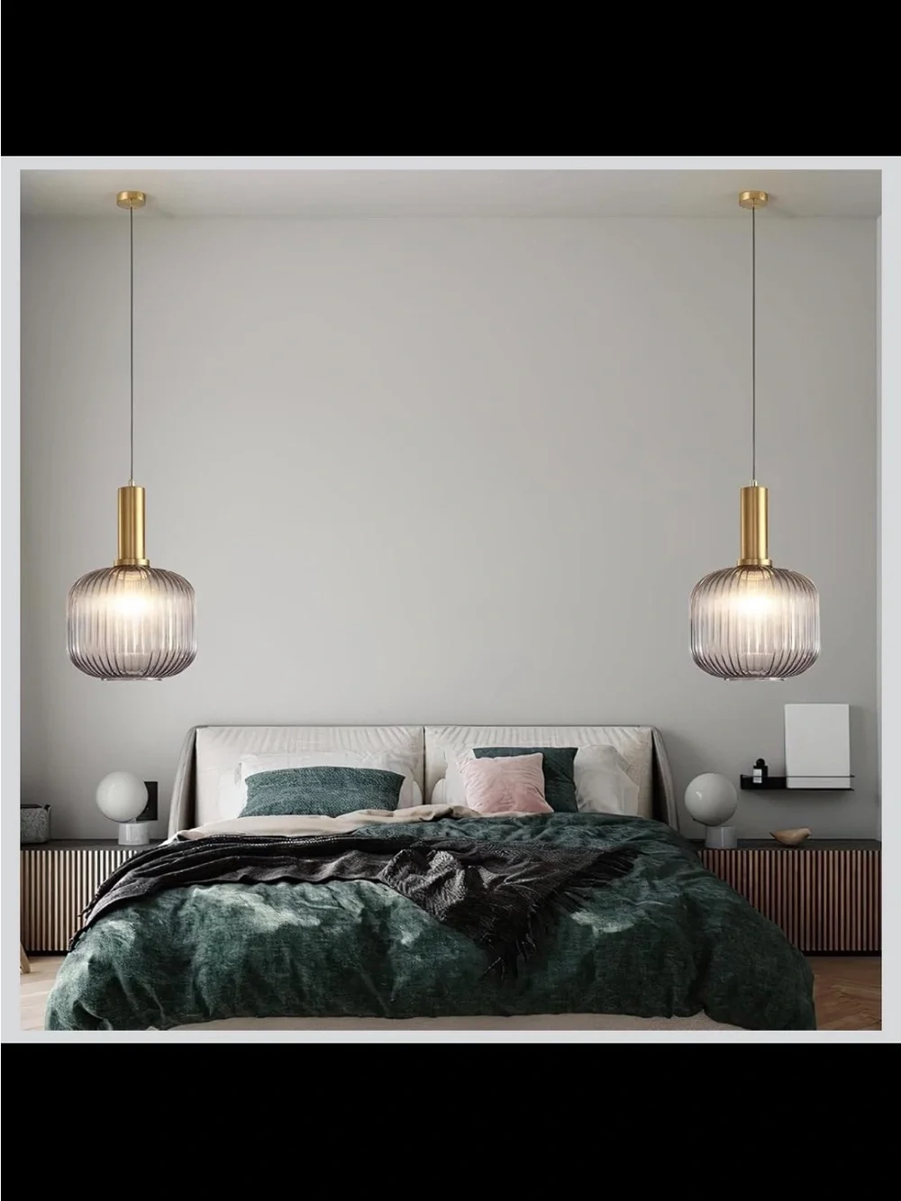 Battery Operated Pendant Light, Dimmable Glass Chandelier, Remote - New in Box